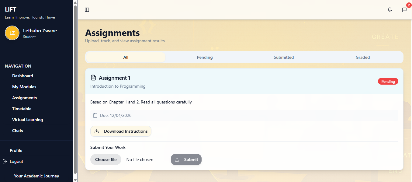 Assignment Interface Screenshot